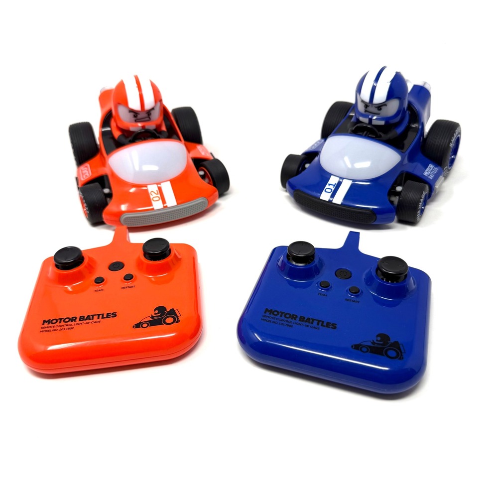 Sharper Image Motor Battles Remote Control Light-Up Cars Orange Blue Set 1017802